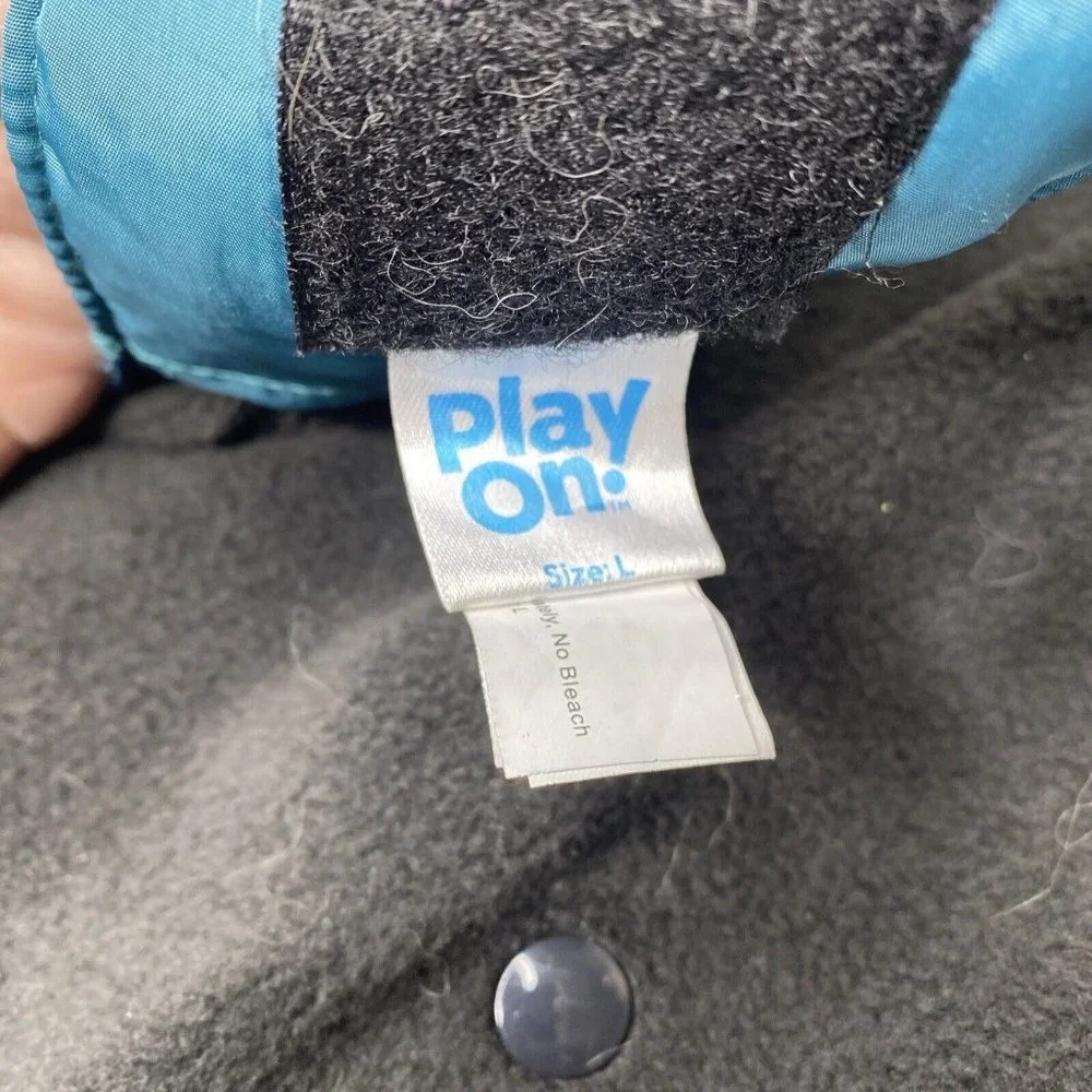 Play On Dog Coat Nylon Puffer Coat  Sz L Small Dog Removable Fleece Liner Blue